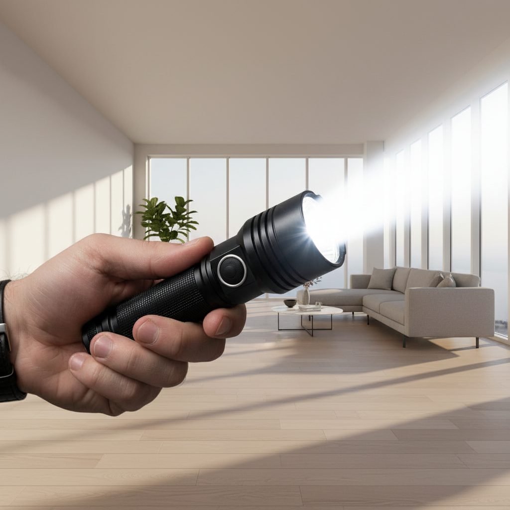 Moktan Sabai Rechargeable LED Flashlight | High Lumen Zoomable Torch with LCD Power Display