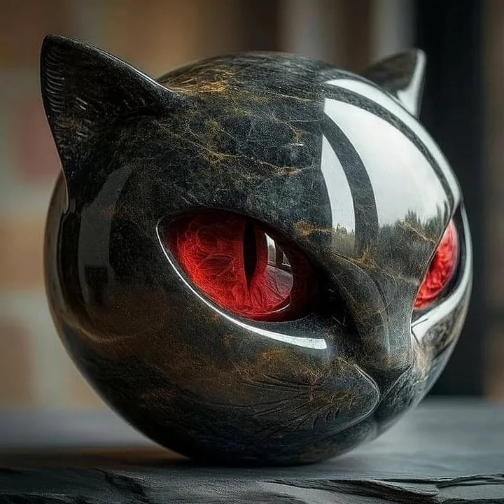 Moktan Sabai Cat Head Decorative Sculpture Red