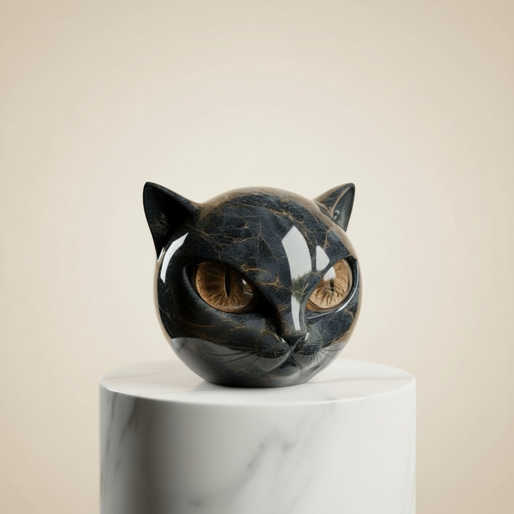 Moktan Sabai Cat Head Decorative Sculpture