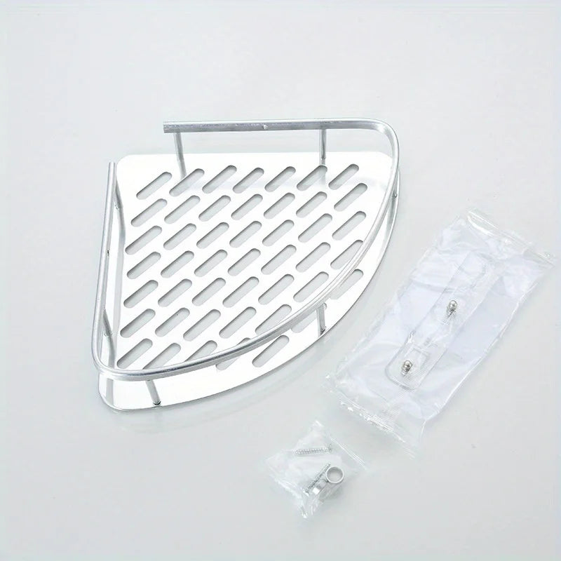 Moktan Sabai Stainless Steel Tension Shower Caddy Corner Shelf Bathroom Organizer Storage Silver