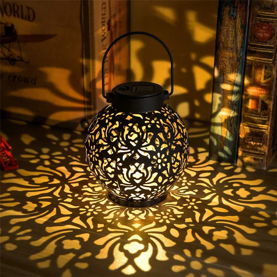 Moktan Sabai Outdoor Solar Garden Hanging Iron Art LED Light Waterproof Landscape Projection Warm White