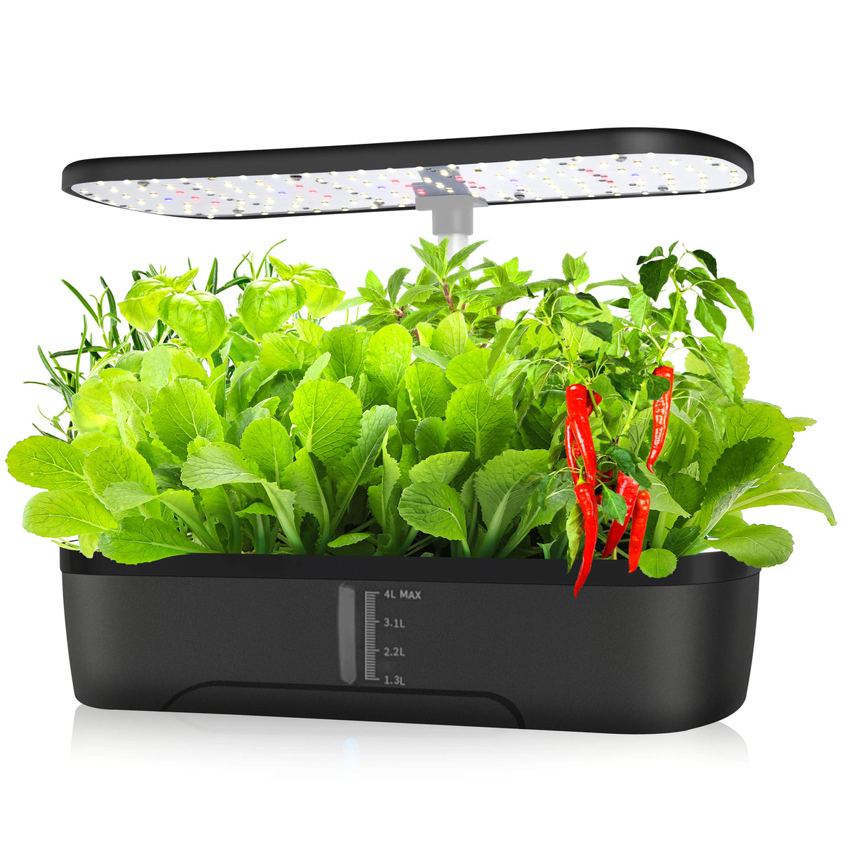 Moktan Sabai 12 Pod Hydroponic Growing System Indoor Herb Garden LED Grow Light Timer black changeable 100-300W|LED Chip|US