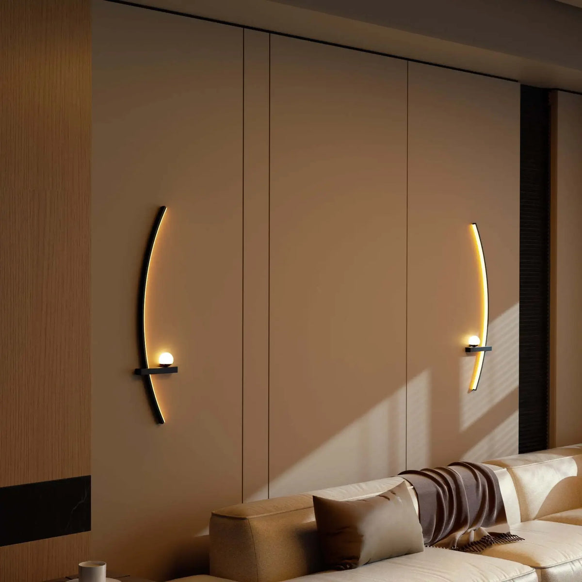 Moktan Sabai 2pcs Modern Adjustable LED Wall Sconce 31.5" Arched Bedside Lamp 3000K Warm Glow