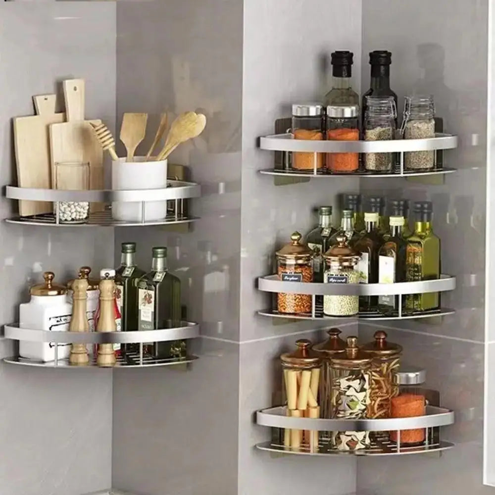 Moktan Sabai Stainless Steel Tension Shower Caddy Corner Shelf Bathroom Organizer Storage