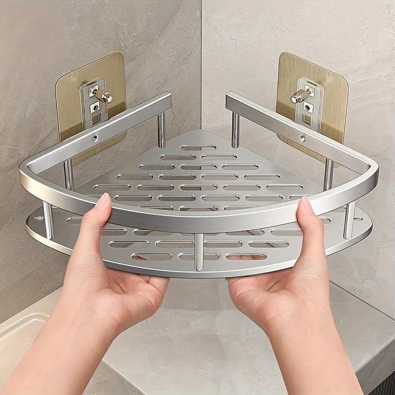 Moktan Sabai Stainless Steel Tension Shower Caddy Corner Shelf Bathroom Organizer Storage