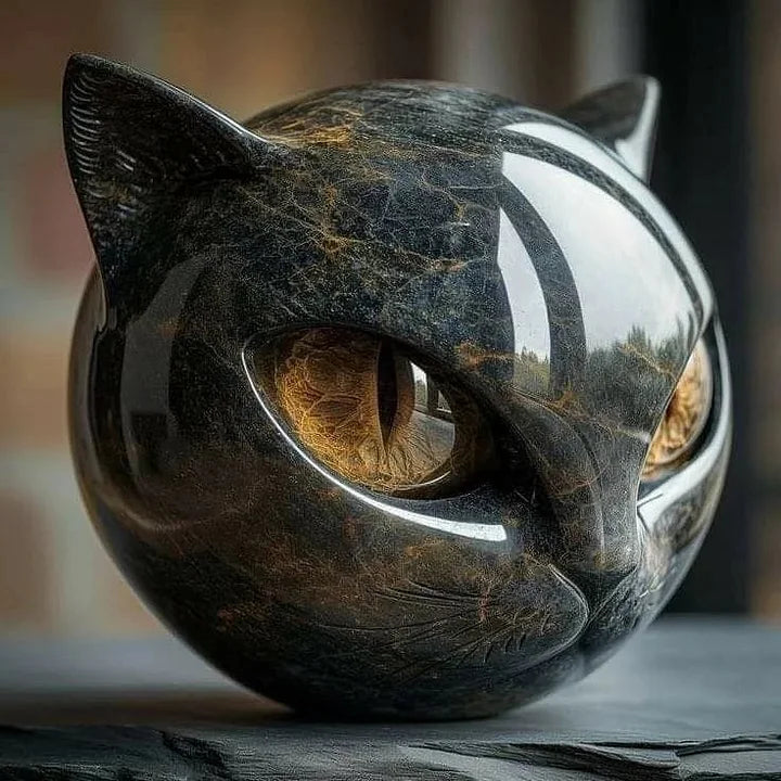 Moktan Sabai Cat Head Decorative Sculpture Gold