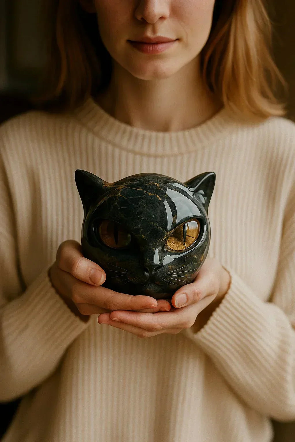 Moktan Sabai Cat Head Decorative Sculpture