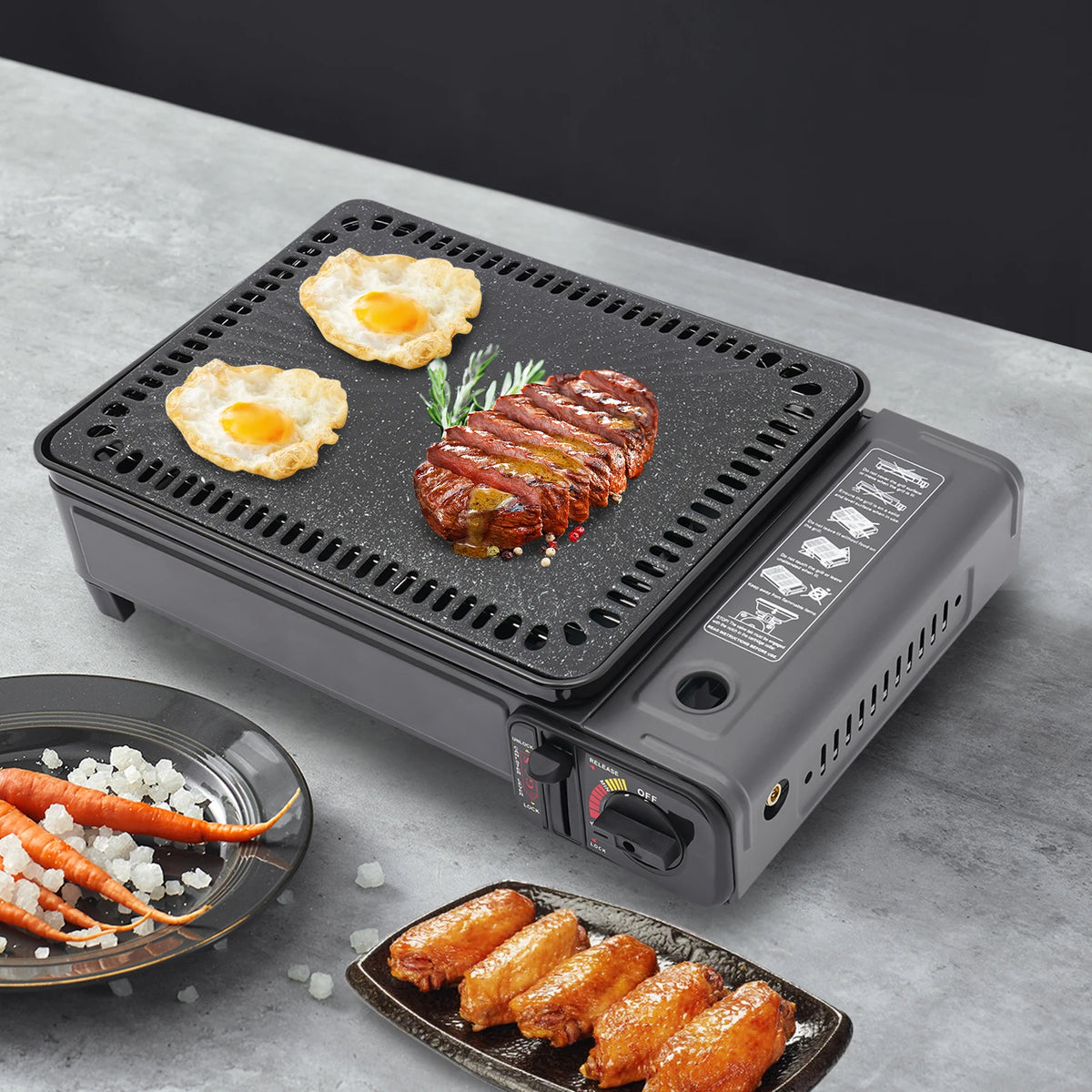 Moktan Sabai Portable Butane Grill Stove with Grill Net Outdoor Camping Traveling Trekking BBQ