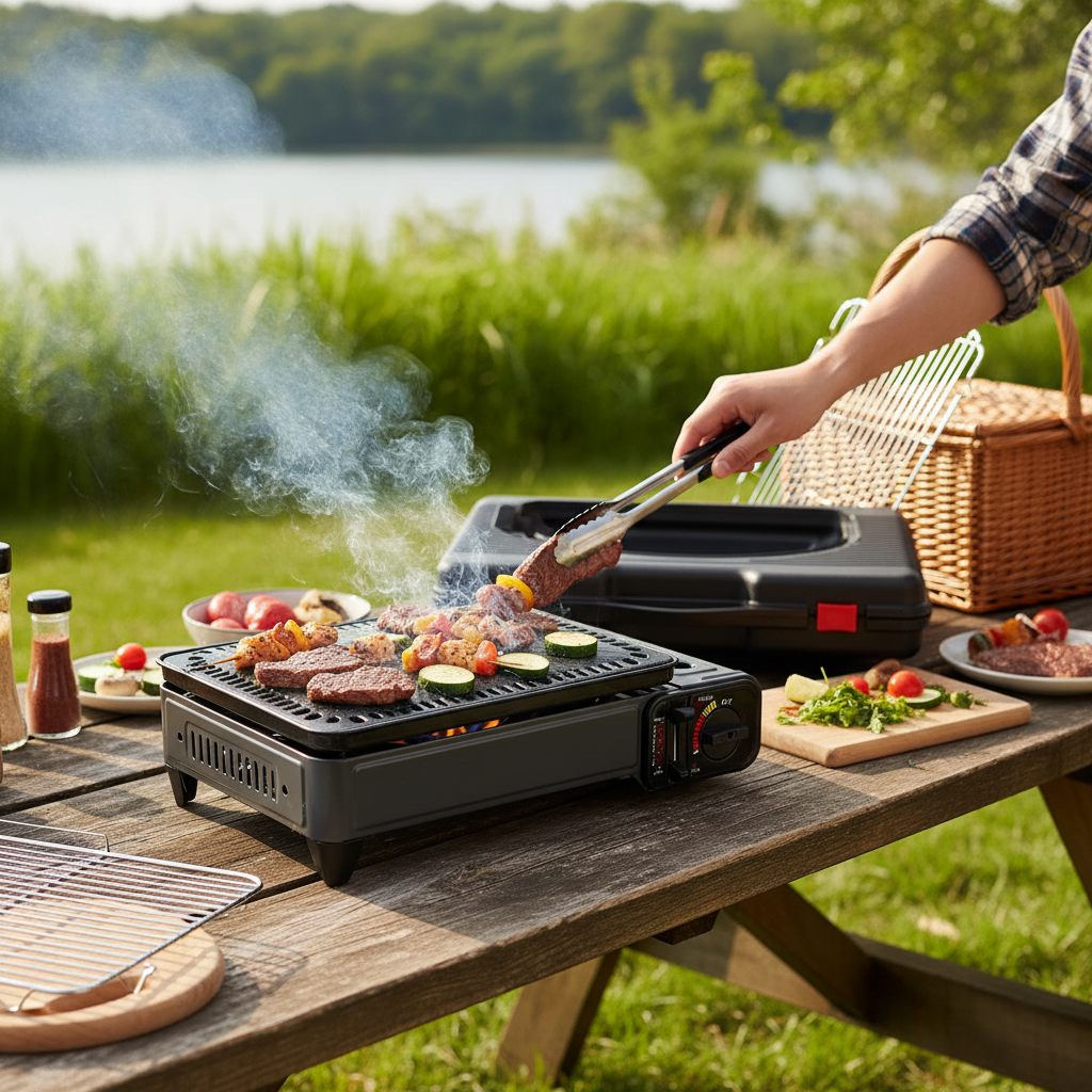 Moktan Sabai Portable Butane Grill Stove with Grill Net Outdoor Camping Traveling Trekking BBQ